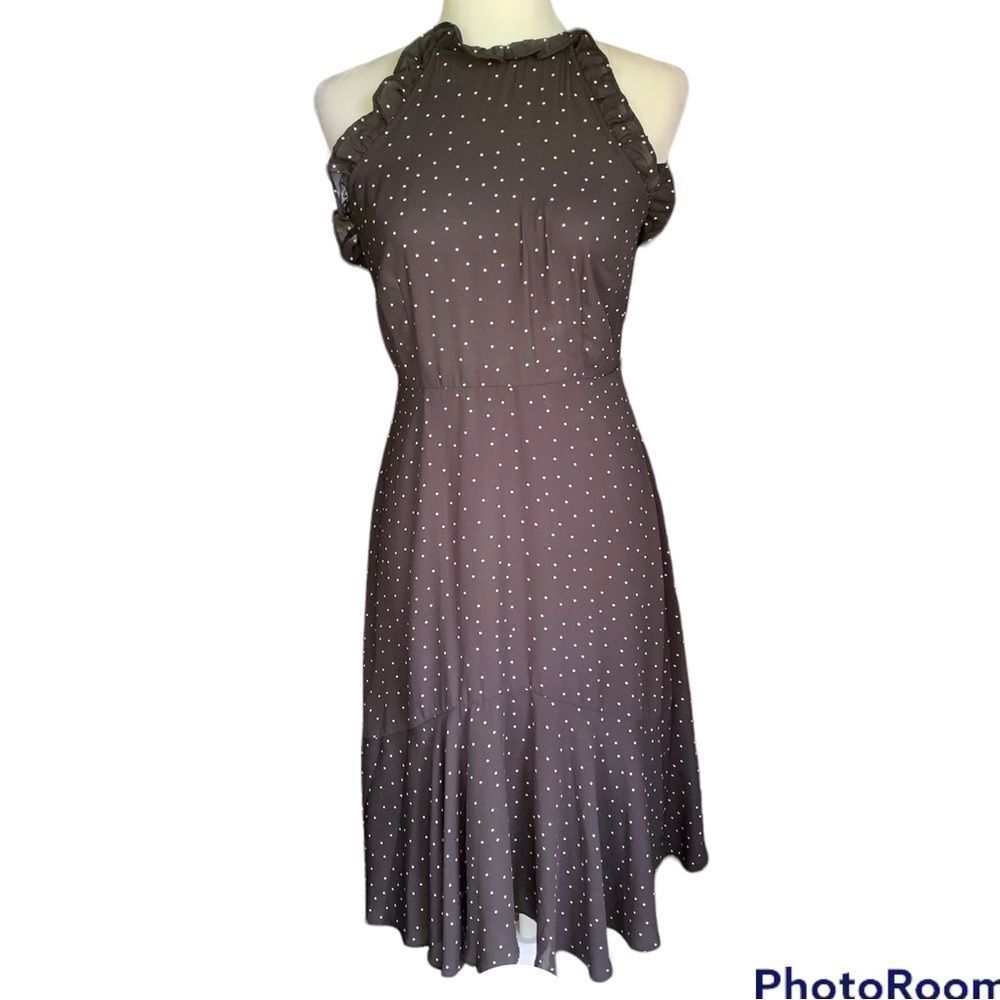 Who What Wear Polka Dot Ruffled Halter Neck Dress